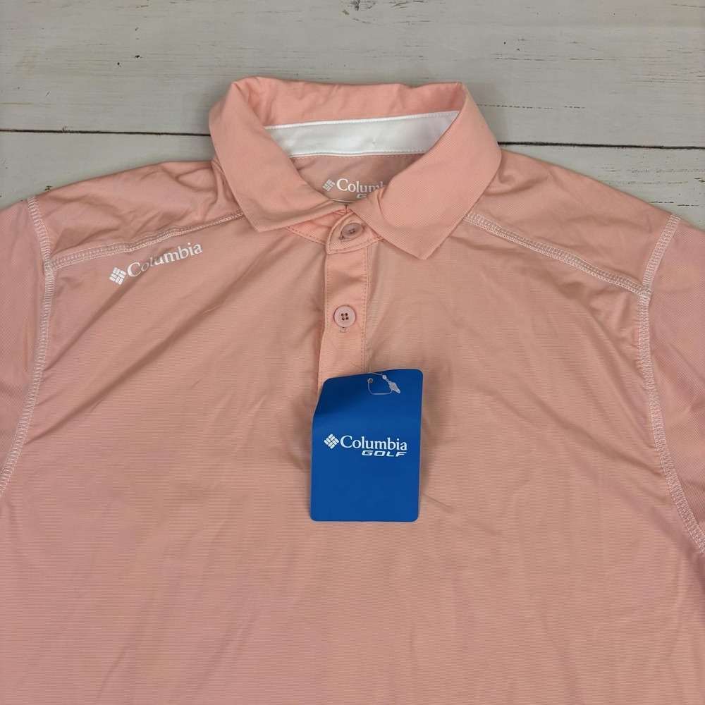 Columbia Golf Polo Shirt Mens M Pink Moisture Wicking Short Sleeve Vietnam